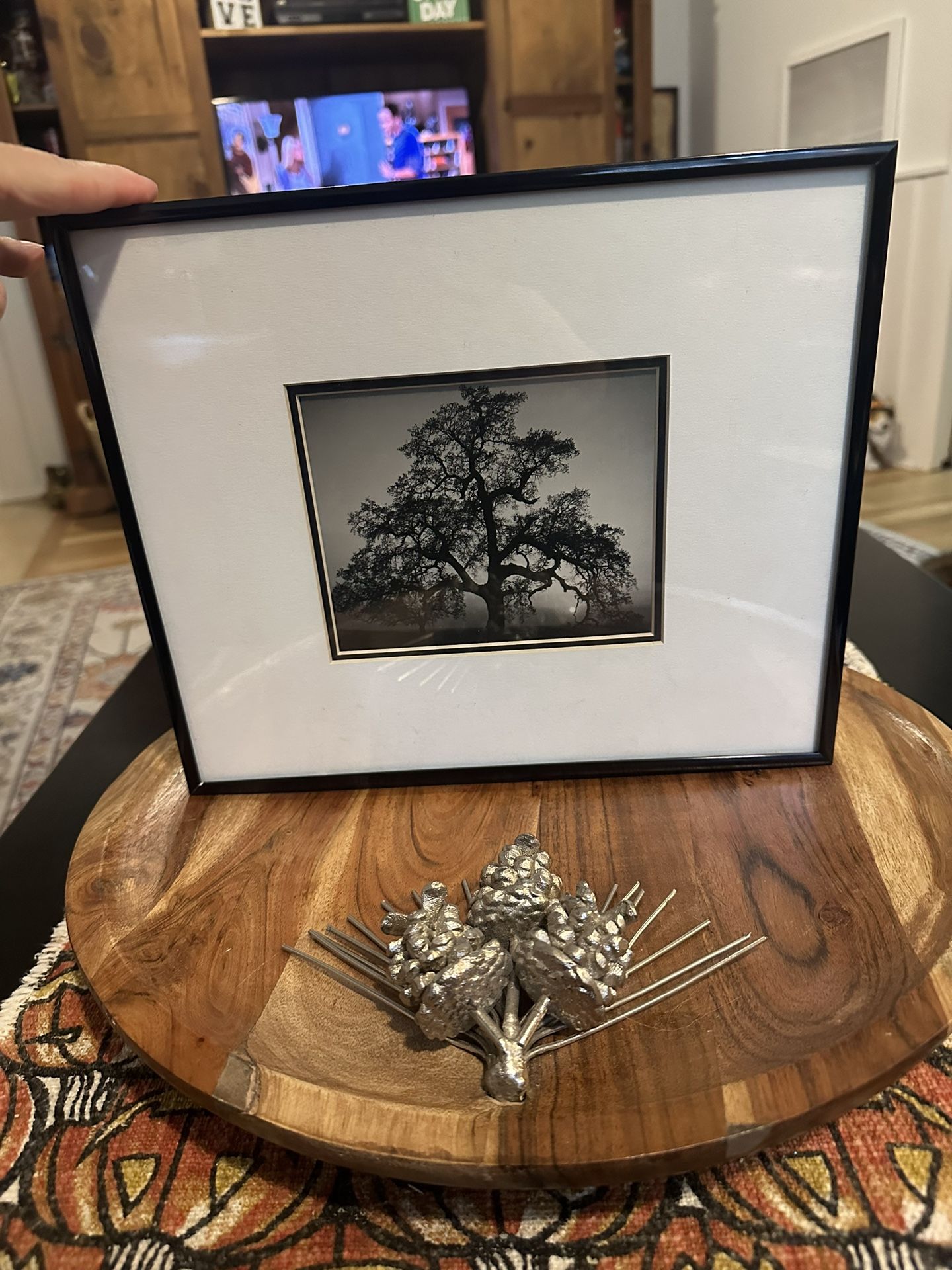 This is a framed art print of the photograph "Oak Tree, Sunset City, California" by Ansel Adams