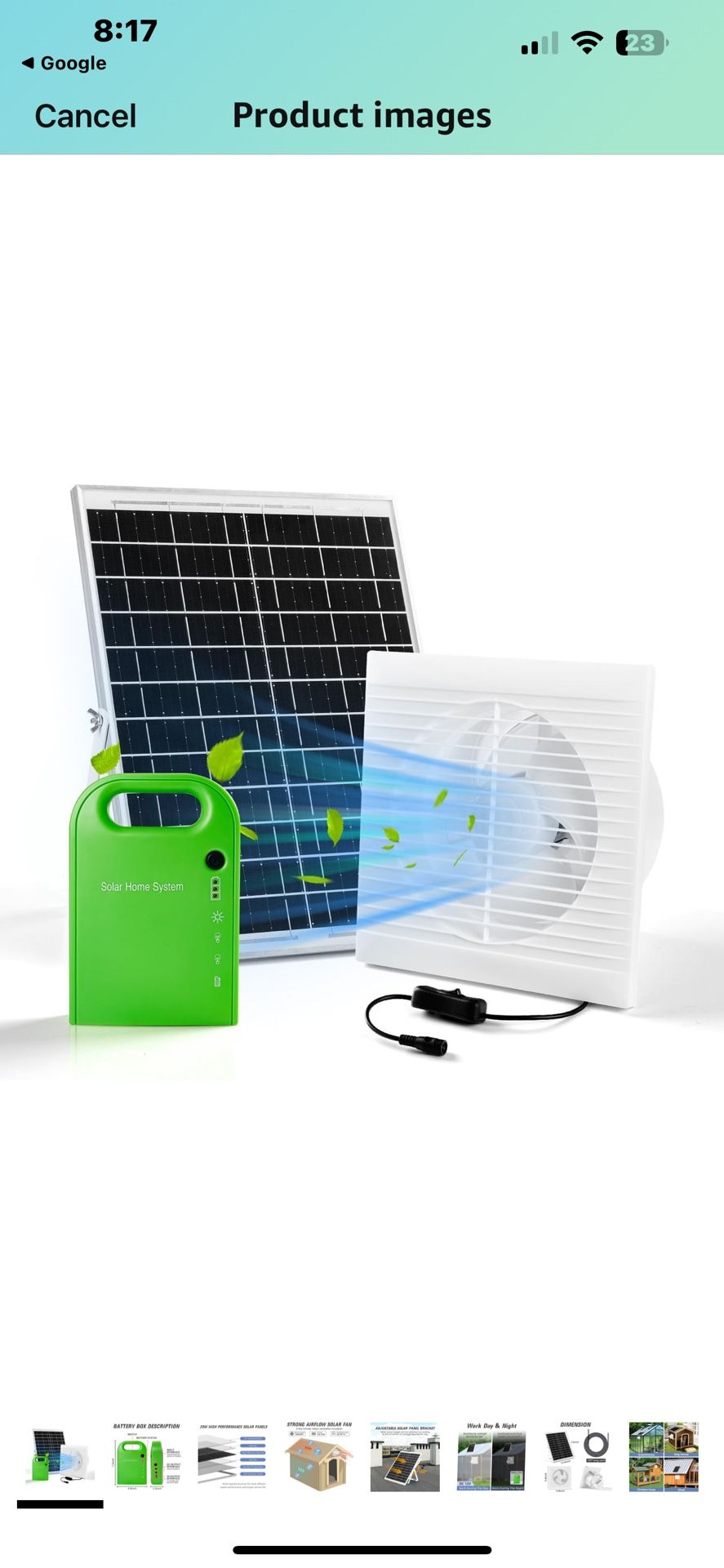 Solar Powered Fan, 25W Waterproof Solar Panel + 8 Inch Solar Exhaust Fan with Charger for Outside, Greenhouse, Chicken Coop, Vent, Shed, Garage(withou