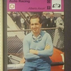 1977 Sportscaster Alberto Ascari Auto Racing Rendezvous With Death Photo Large Over-sized Card HTF Collectible Vintage Italy 