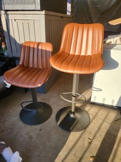 Set of 2 PU Leather Adjustable Bar stools