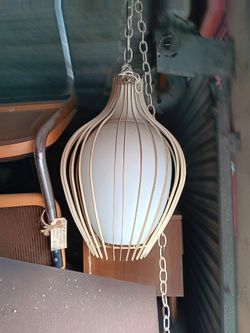 Vintage Mid Century Ribbed Swag Lamp