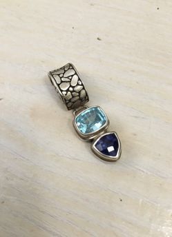 sarda blue mystic quartz topaz 2 stone 925 silver urban mod artisan pendant