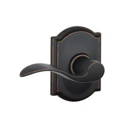 Schlage Accent Aged Bronze Passage Hall/Closet Door Handle with Camelot Trim=Scl-680