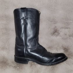 Men's Size 7EEE Black Leather Justin Roper Western Cowboy Boots Excellent Condition PRICE Is Firm Cash Only 