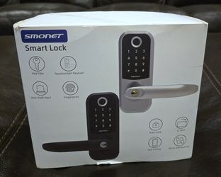 SILVER Smonet Smart Lever Lock w/ Fingerprint & Fobs