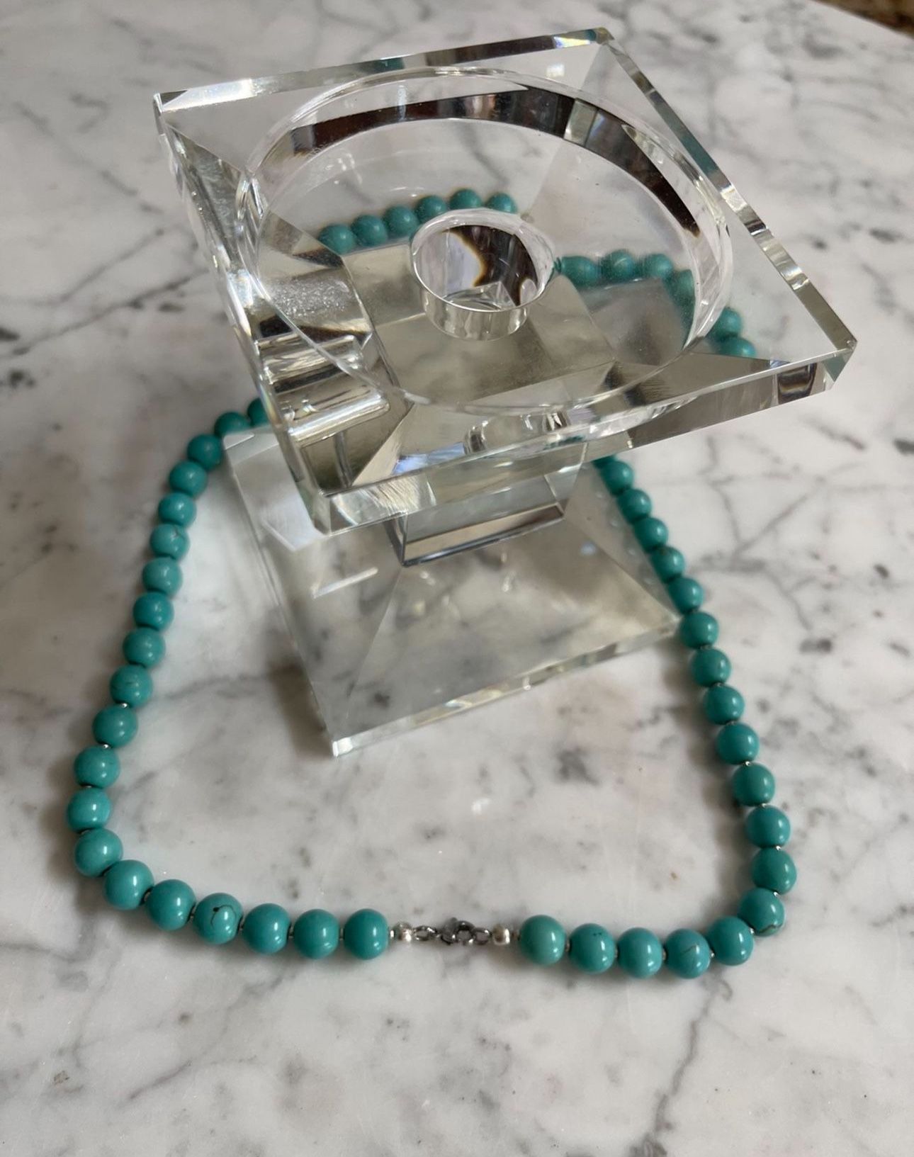 Sterling Silver Turquoise Ball Chain Necklace