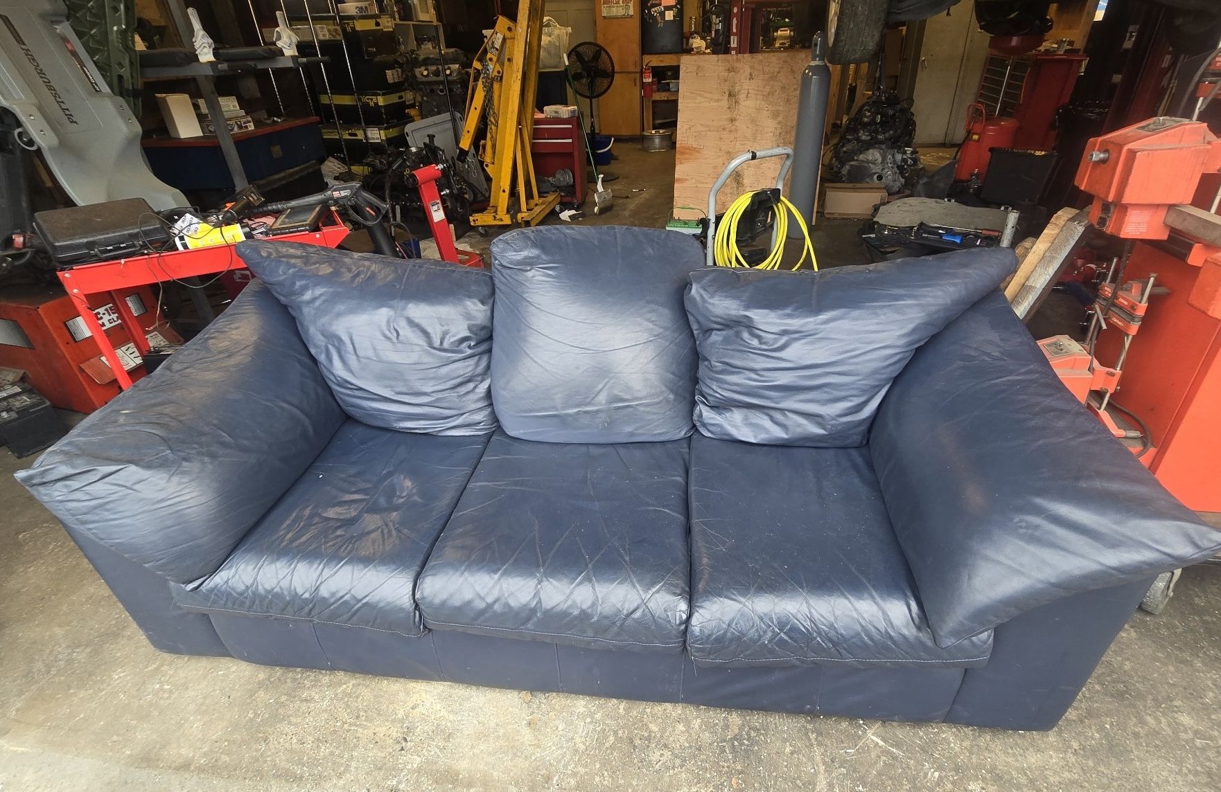 Free Faux Leather Blue Couch