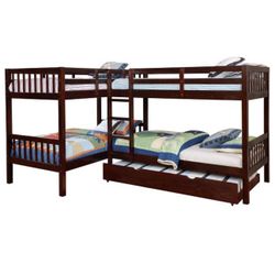 Maddox Twin L-Shape Quadruple Bunk Bed with Twin Trundle