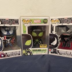 Marvel Pop Head, Venom Captain America, Spider-Man Stealth Suit, venom Iron Man