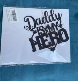 Daddy is My Hero Birthday Party Black Glitter Cake Topper