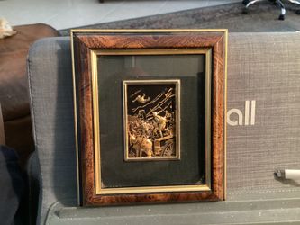 Vintage Artesania de Toledo Damascene 24K Gold Inlay Framed Plaque – Toledo Spain 5 3/4”x 4 7/8”