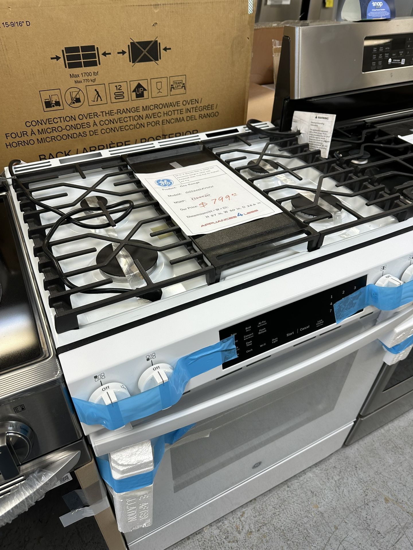 GE Gas Range On Sale Only $799 Slide In 30” Wide In White