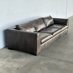Restoration Hardware Leather Modena Down Sofa 9’ -Delivery Available