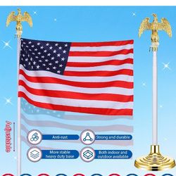 Threan 8.53ft Indoor Telescoping Flag Pole with Base and Ball Top Indoor Flagpole with Stand Heavy Duty