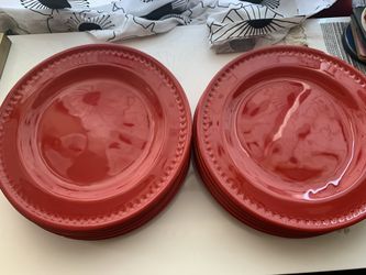 Red Ceramic Dinner Plates Emril Brand