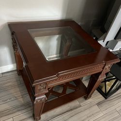 Dark Brown Wooden Side Table 