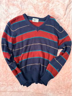 Vintage blue & red striped sweater