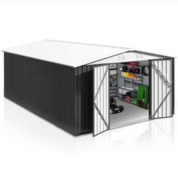 🆕 10 ft. W x 14 ft. D Outdoor Metal Shed Storage with Updated Frame Structure and Lockable Doors, White (140 Sq. Ft)