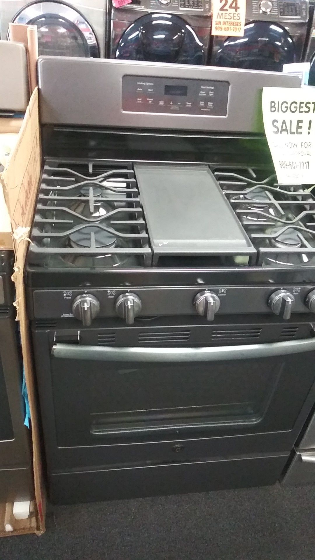 GE black stainless steel stove