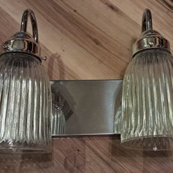 2 Bulb Bathroom Chrome Vanity Light, Dual