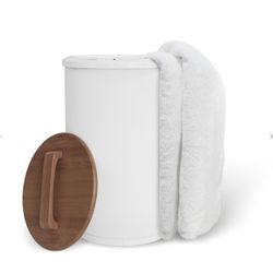 SAMEAT Large Towel Warmer For Bathroom - Heated Towel Warmers Bucket, Wooden Lid, Auto Shut Off, Fits Up To Two 40"X70" Oversized Towels, Bathrobes, B