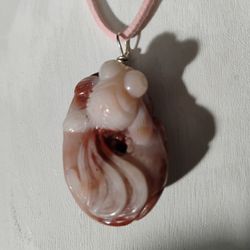 Carved Red Jasper Goldfish Pendant