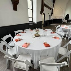 (10) White 120 inch Round Tablecloths
