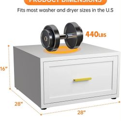 16" H|28" Universal Laundry Pedestal, 440LBS Metal Heavy Duty Washer and Dryer Pedestals, Washer Dryer Stand with Drawer, Washing Machine Base with An