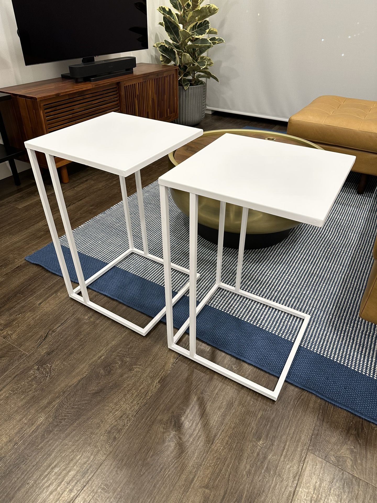 White Glasgow Metal End Tables (Pair) - Project 62