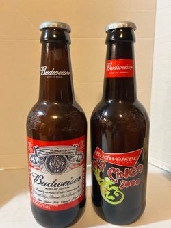 Vintage 15" Budweiser Glass Bottle Collectibles / Pair-$40 CASH