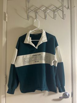 Oversized "Michigan" Rugby-Style Sweatshirt