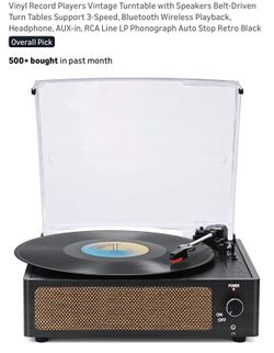 NEW IN BOX BLACK VINTAGE TURNTABLE