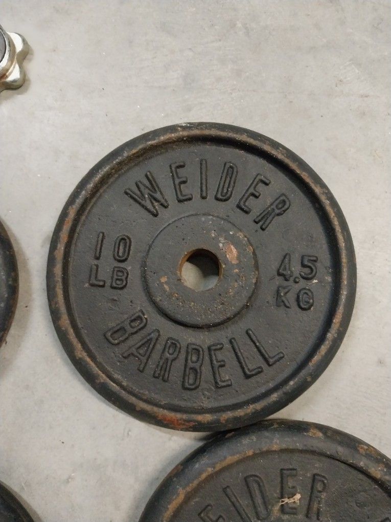 Weider Vintage 10lb 1" Iron Barbell Weight Plates(4)