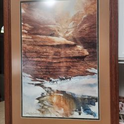 Western Art "Mustang Canyon"  Beautiful Watercolor Print. 