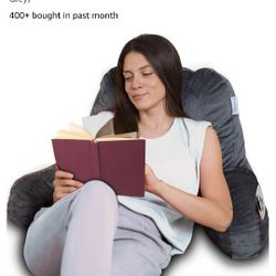 ComfortSpa Reading Pillow for Bed Adult Size, Back Rest Pillow with Arms, Pockets and Washable Cover; Use as a Back Pillow for Bed Sitting Up for Bedr