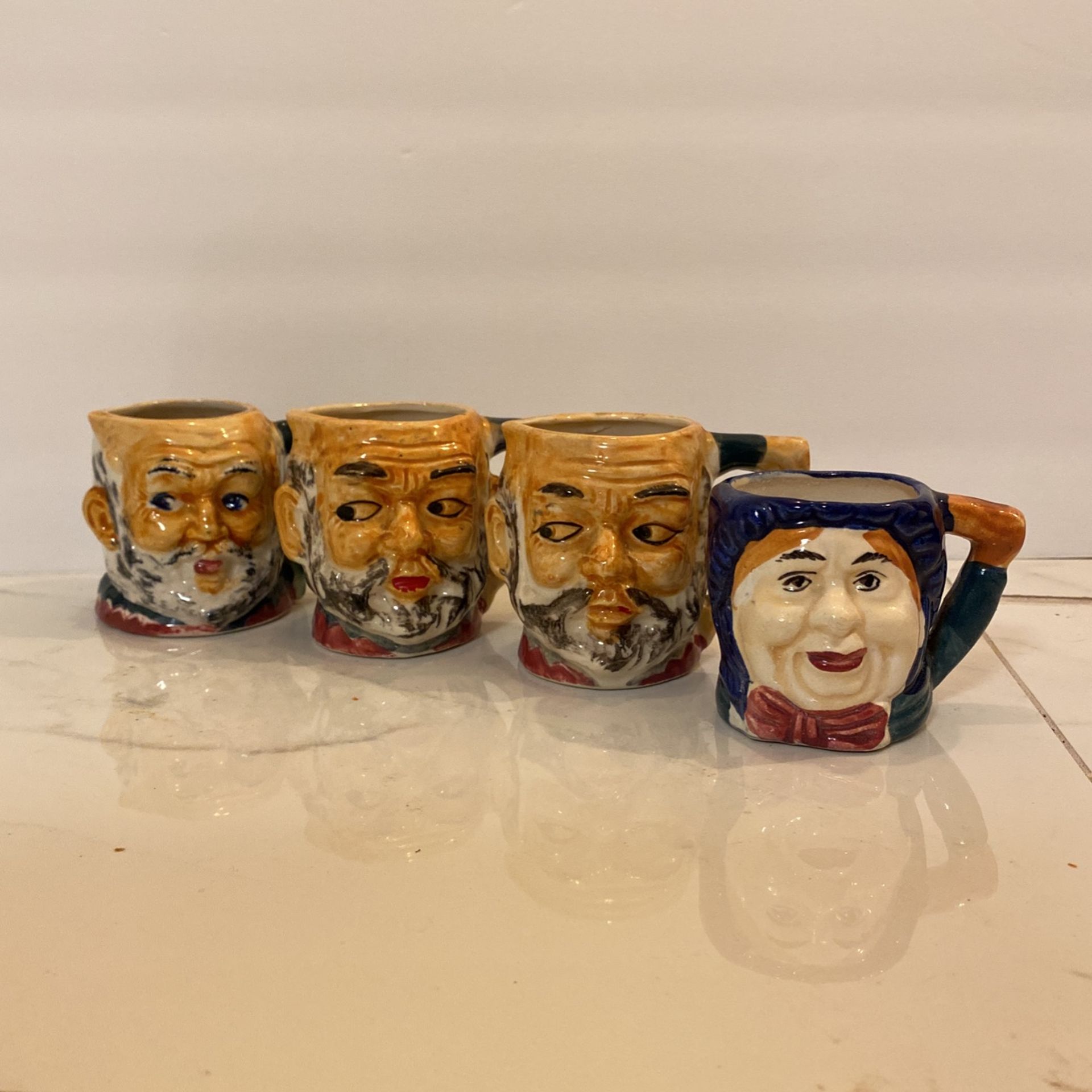 Vintage Toby Character Creamers and Cup Made In Occupied Japan