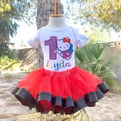 Hello Kitty Fairy Custom Birthday Shirt and Tutu Set - Rainbow Theme - We can Change colors