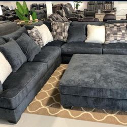 Lavernett Charcoal 3-Piece Sectional Couch.      Free Delivery 