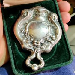 Antique Small Hand Mirror From Approx. 1805 Silver Plated