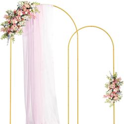 Metal Arch Backdrop Stand Set of 2 Gold Wedding Arch Stand 7.2FT & 6FT Arched Backdrop Frame for Birthday Party Baby Shower Graduation Ceremony Decora