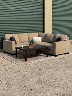 Beige L-Shaped Sectional Sofa