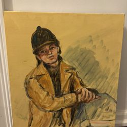 Oil Painting  Portrait On Canvas Signed By M. Braun