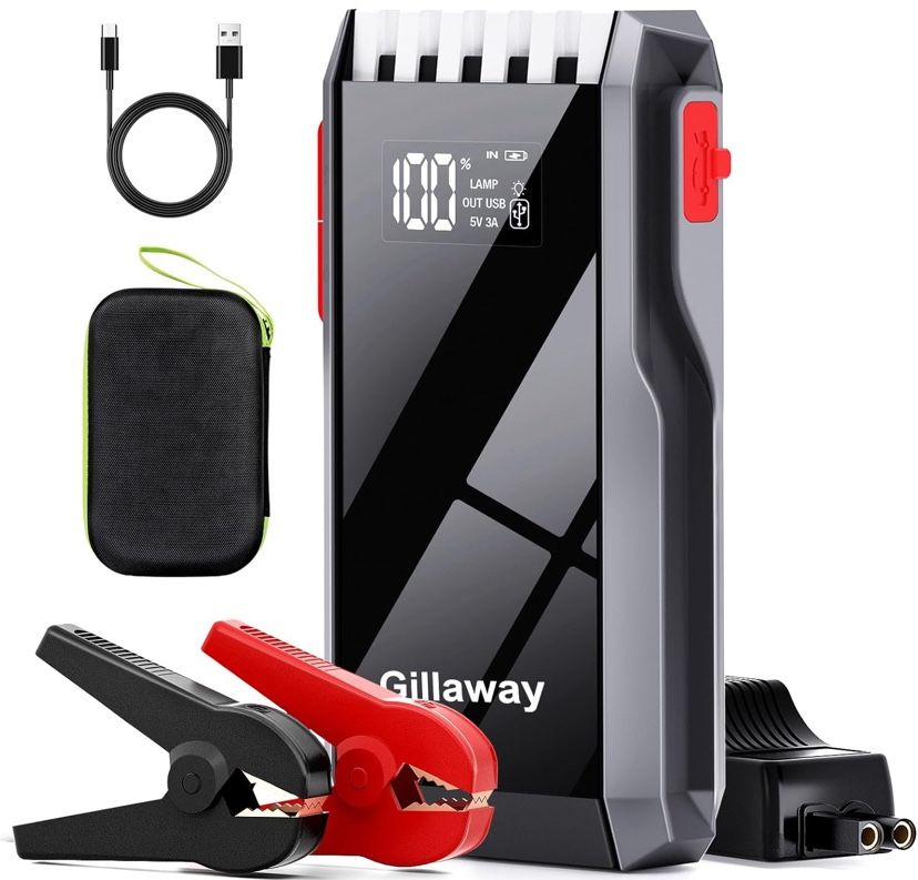New, 12v Jump Starter,4000A,for Up to 10.0L Gas or 8.0L Diesel,portable, LED screen &light, USB