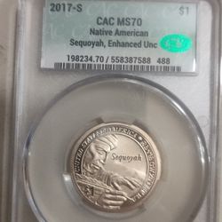 2017 S Native American Sequoyah Dollar Graded 