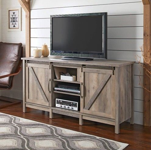 Modern Farmhouse TV Stand for TVs
up to 70", Rustic Gray Finish