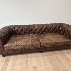 RH 9FT Leather Cigar Sofa