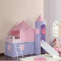 Princess Castle Twin Tent Loft Pink Bed With Mattress 