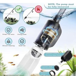 AQQA Aquarium Vacuum Gravel Cleaner Electric Fish & Turtle Tank Water Changer 6 in 1 Multi-Functional Aquarium Cleaning Tools Set for Water Cleaning &