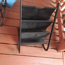 Mid Century Vintage Metal Canvas Cloth Magazine Record LP Rack Holder