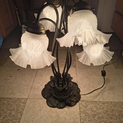 6 Bulb Vintage Lily Pads Metal Lamp with Glass Shades